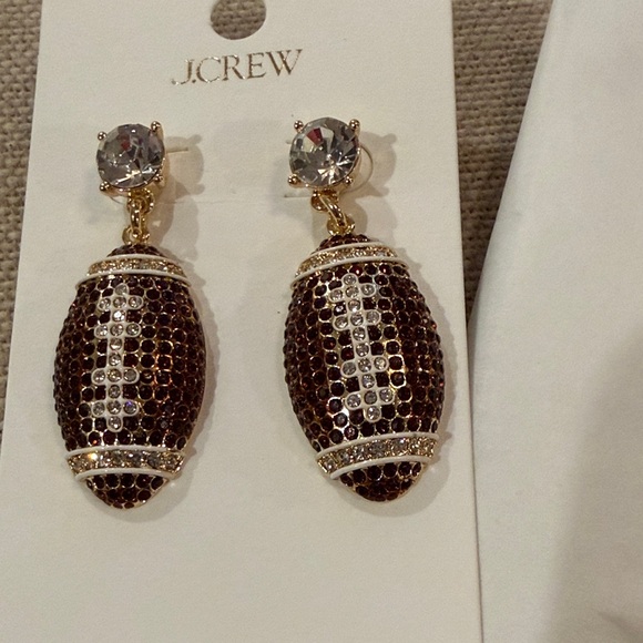 J. Crew Pavé Football Earrings/NWT - Picture 9 of 10